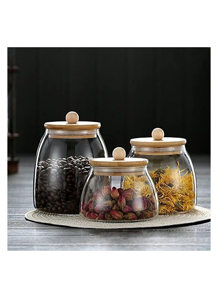 Green Tiger Kitchen Glass Jar with Airtight Bamboo Lid Coffee Bean Jar Container Storage for Kitchen Storage Candy Bottle (A-800mL) - Image 3