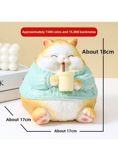 2024 Food Cat Can Enter And Exit Piggy Bank 3-10 Years Old To Cultivate Savings Habits Children's Piggy Bank-Color:Foodie Cat-milk Tea-Size:Large (available For Storage And Retrieval) Piggy Bank