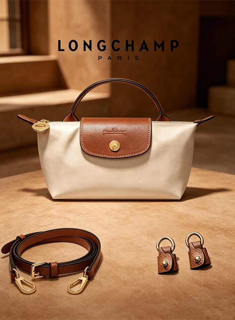 Longchamp Le Pliage Women's Classic Versatile Mini White Crossbody Camera Shoulder Handbag - Image 1