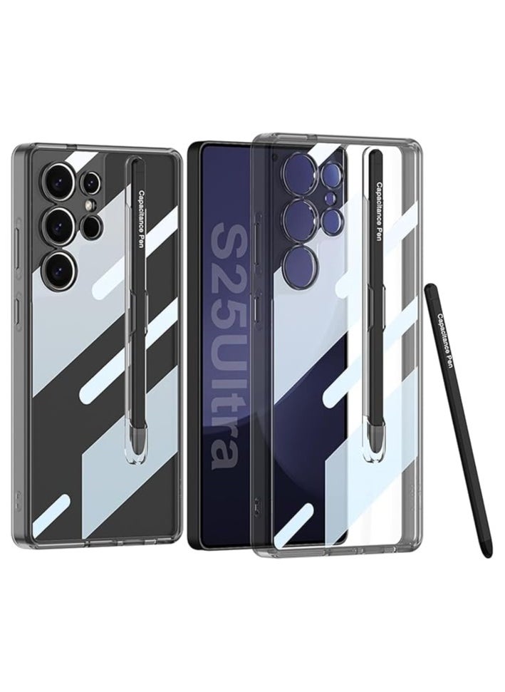 General Compatible with Galaxy S25  S25 Plus S25 Ultra 2025 Case with Pen Holder & Pen, Ultra-Thin Transparent Bracket Shell Compatible Wireless Charging Case for Galaxy S25  S25 Plus S25 Ultra  - Image 1