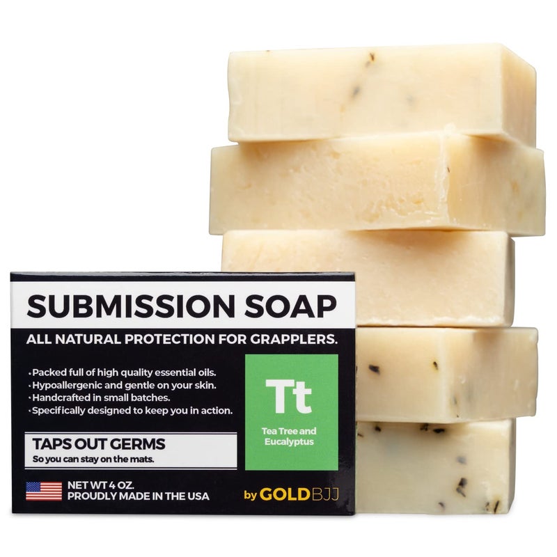 Gold BJJ Premium Tea Tree Oil Soap  USA Made Bar Soap for BJJ Jiu Jitsu Wrestling and Grappling 5Pack of 4 Ounce Soap Bars Classic Tea Tree