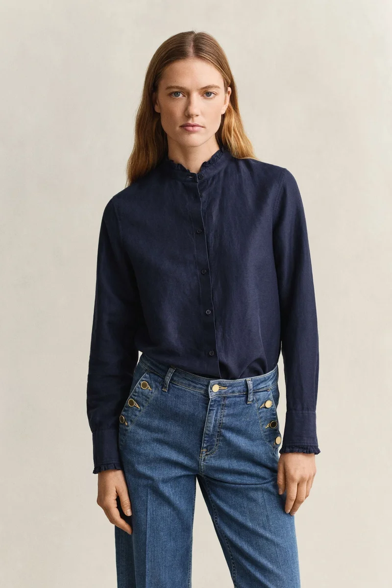 Gant  Frilly Linen Blend Blouse for Women | Best Price UAE