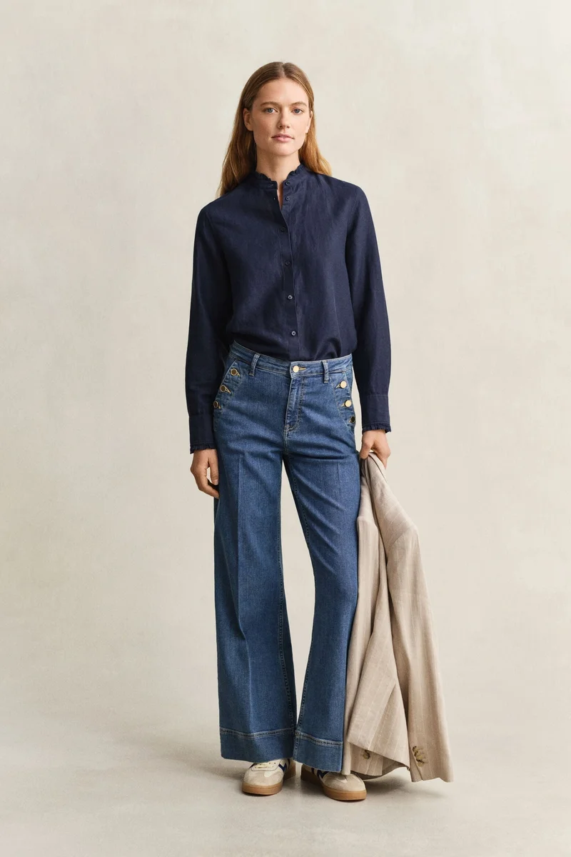 GANT Frilly Linen Blend Blouse