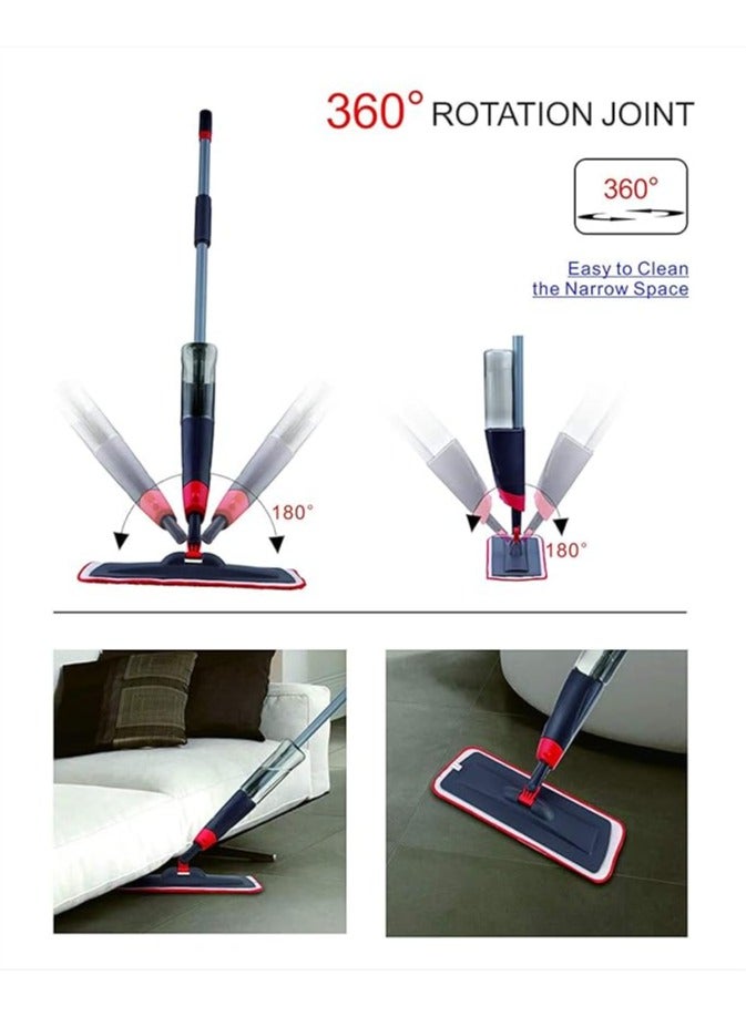 Stainless Steel Flat Spray Mop | 360 Degree Flexible & Mobile Mop Head | Microfiber Cleaning Mop With Refillable Tank & Spray Nozzle Suitable For Hardwood, Laminate, Ceramic, Vinyl, Tile, & More - Image 4