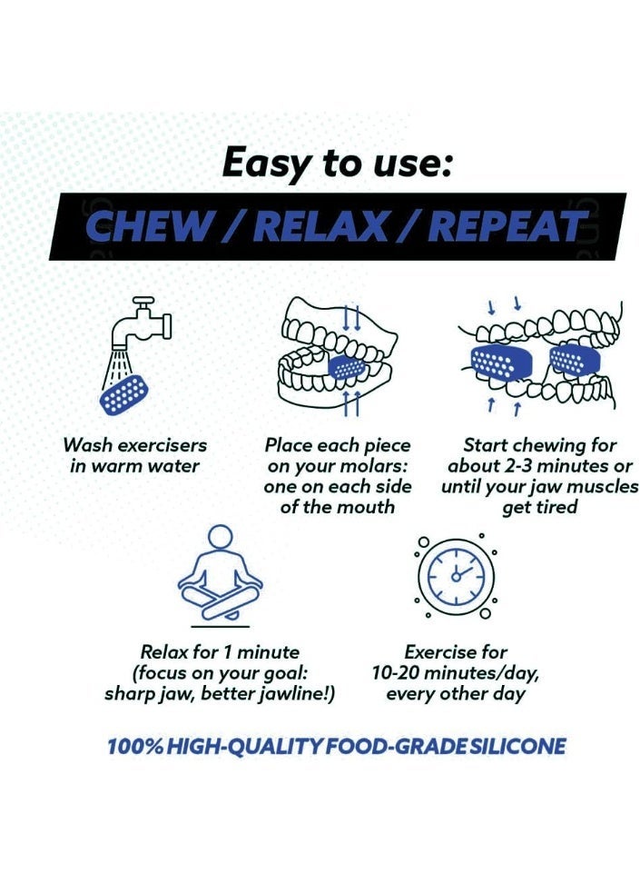 Gonice 6Pcs Jaw Exerciser for Man and Woman 3 Resistance Levels BPA Free Silicone Jaw Exerciser Gum Tablets Jaw Trainer & Jaw Exerciser Shaper for Beginner, Intermediate & Advanced Users - Image 5