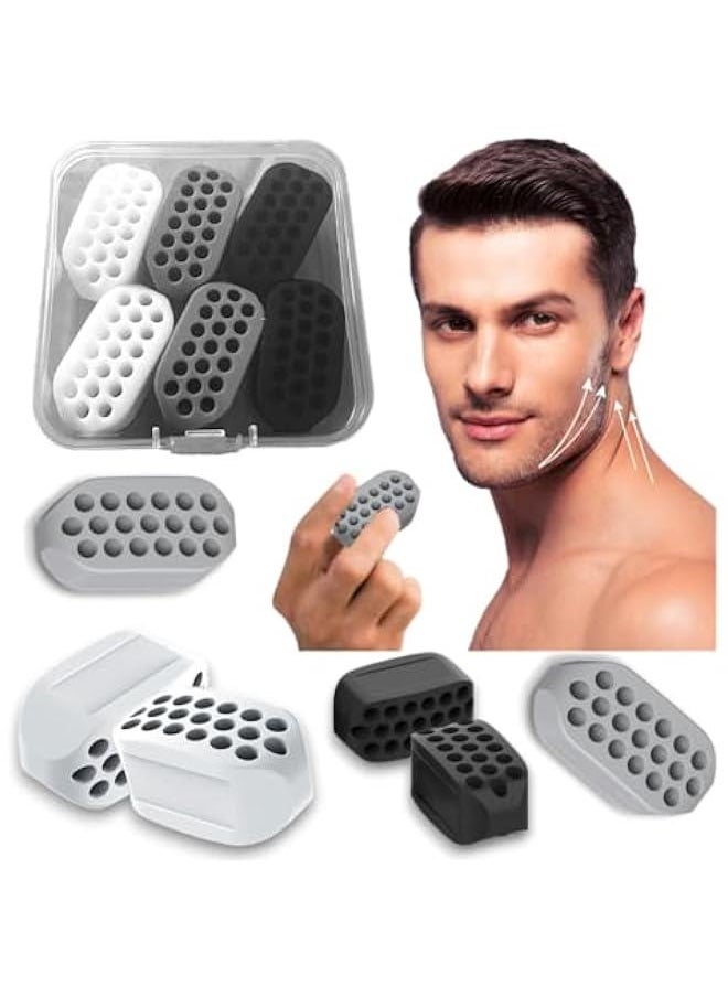Gonice Jawline Exerciser 6pcs Jawline Shaper Silicone Muscle Strengthener 3 Resistance Levels Jaw Trainer for Double Chin Chewing Trainer Tool Face Sculptor for Women Men  - Image 1