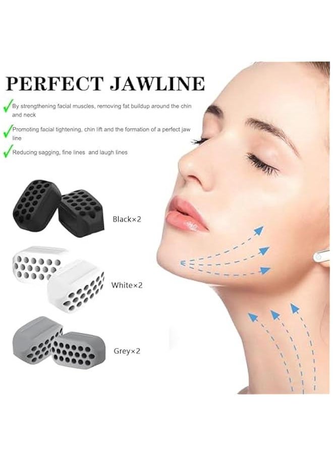 Gonice Jawline Exerciser 6pcs Jawline Shaper Silicone Muscle Strengthener 3 Resistance Levels Jaw Trainer for Double Chin Chewing Trainer Tool Face Sculptor for Women Men  - Image 3