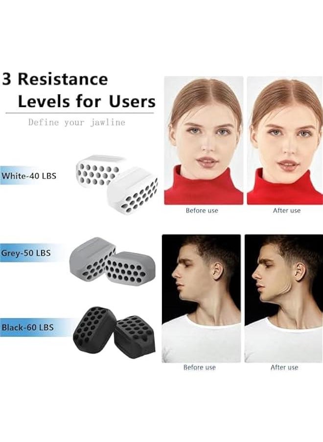 Gonice Jawline Exerciser 6pcs Jawline Shaper Silicone Muscle Strengthener 3 Resistance Levels Jaw Trainer for Double Chin Chewing Trainer Tool Face Sculptor for Women Men  - Image 4