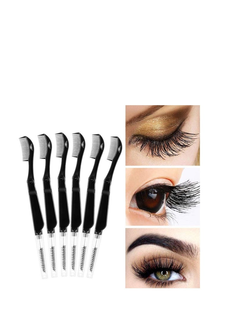 Captaintech Folding Eyelash Comb 6 Pieces, Eyebrow Comb Teeth Eyelash Separator Eyebrow Brushes Professional Tool for Define Lash & Brow - Image 2
