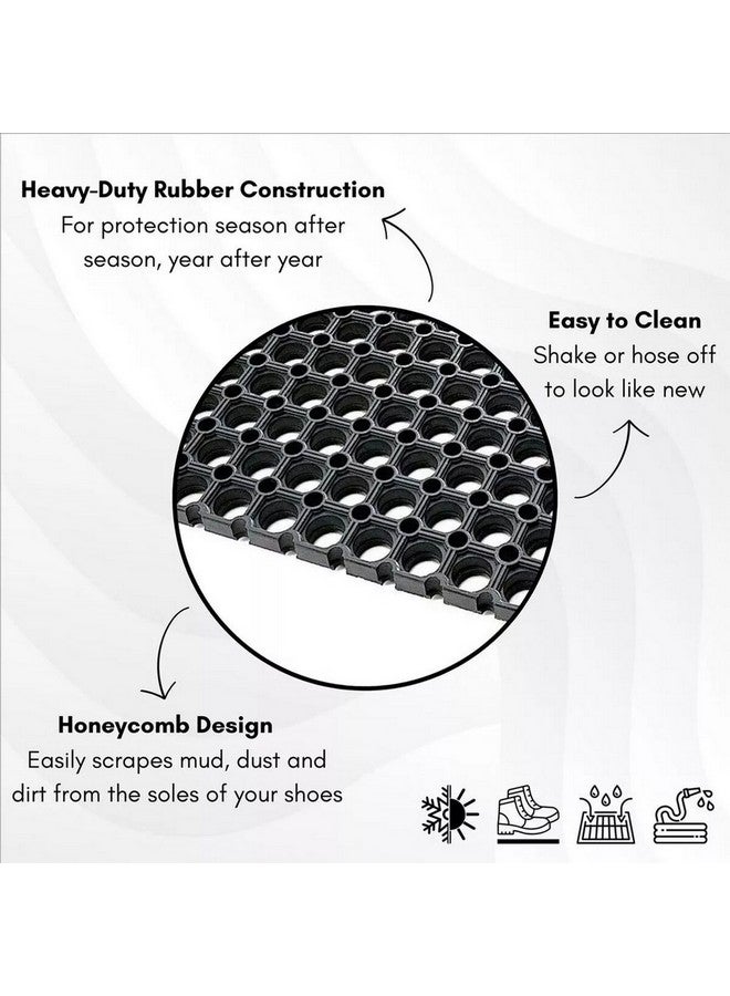 لوانس سجادة باب مطاطية بتصميم خلايا سداسية متشابكة مستطيلة الشكل باللون الأسود مقاس 40 × 60 سم 8615495 - Image 2