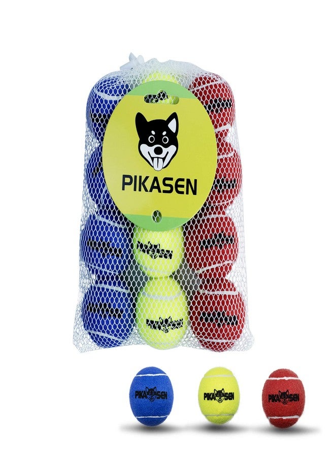 PIKASEN Dog Squeaky Tennis Balls for Pet Playing in 3 Sizes Premium Strong Dog & Puppy Balls for Training, Play, Exercise The Easiest Color for Dogs Red Yellow Blue (Small-12pack) - Image 1