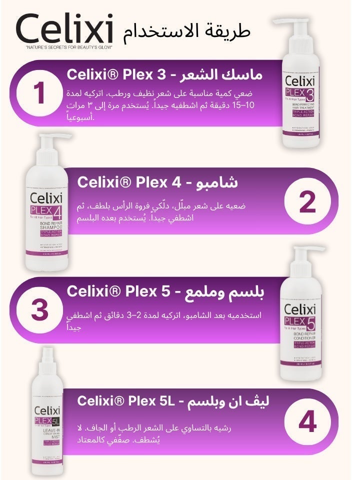 سيليكسي بليكس Celixi® PLEX 3 الامريكي هير ماسك لإصلاح الشعر التالف وتقويته من الجذور للأطراف - لجميع انواع الشعر - لإصلاح الروابط المتكسّرة. - لتقوية الألياف وتحسين المرونة - لتغذية الشعر وحمايته - Image 5