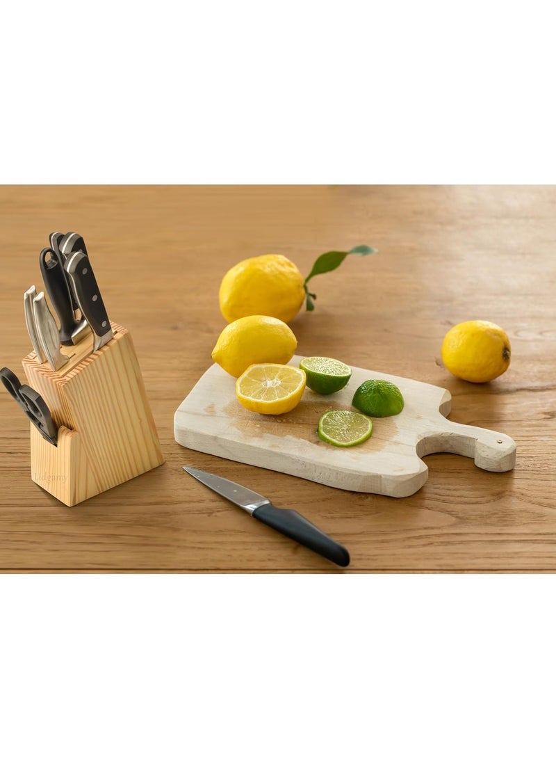 حامل سكاكين خشبي من حامل سكاكين خشبي 6 فتحات مبراة بفتحة مقص حامل سكاكين مطبخ كبير بدون سكاكين - Image 2