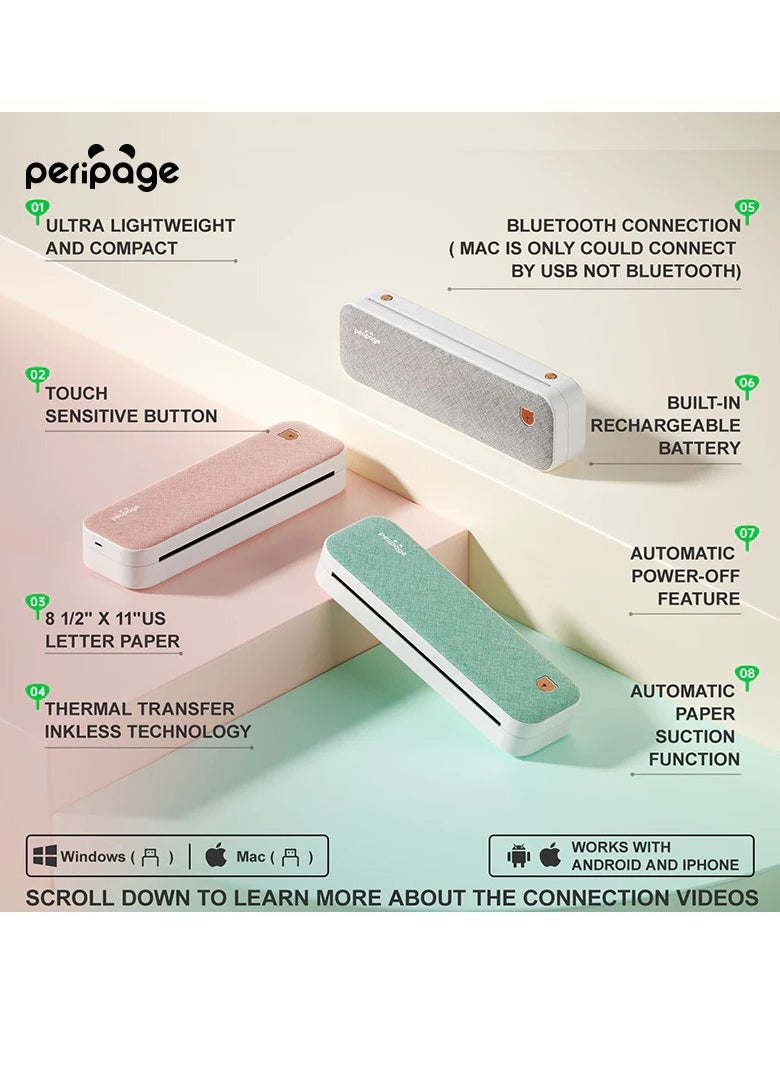 PeriPage PeriPage A40 Portable Thermal Printer Inkless Wireless Mobile PDF Photo Printer  - Image 4