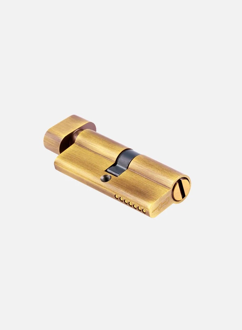 CINCINNO Premium 70mm Full Brass Bathroom Door Cylinder Lock with Knob & Coin Turn – Privacy Thumb Turn Lock with 5-Year Warranty, Anti-Rust Euro Cylinder, Silent Lock – (Brushed Red Brass) 