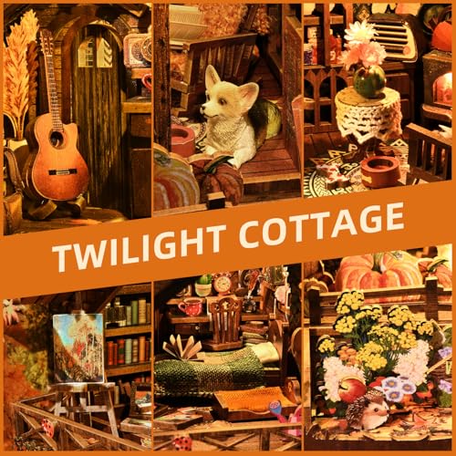 ETKVR Book Nook Kit DIY Miniature House Dollhouse Kit 3D Puzzles for Adults Gifts for Family and Friends Bookshelf Decor Tiny House Model Build with Dust Cover - Image 5