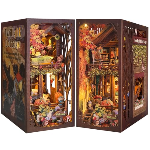ETKVR Book Nook Kit DIY Miniature House Dollhouse Kit 3D Puzzles for Adults Gifts for Family and Friends Bookshelf Decor Tiny House Model Build with Dust Cover - Image 1