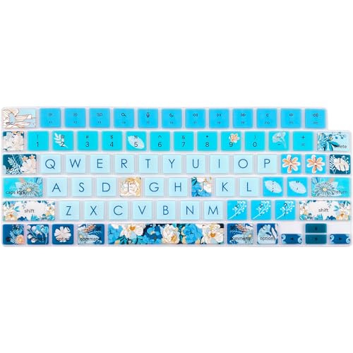 WSLUCKO Keyboard Cover Skin for 2021-2024 MacBook Pro 14/16 (A2442 A2485 A3112 A3401 A3403 A2992 A2779 A2780 A2991 A2918 M1/M2/M3 M4) & MacBook Air 13.6''/15'' (A2681 A3113 A2941 A3114), Peony - Image 1