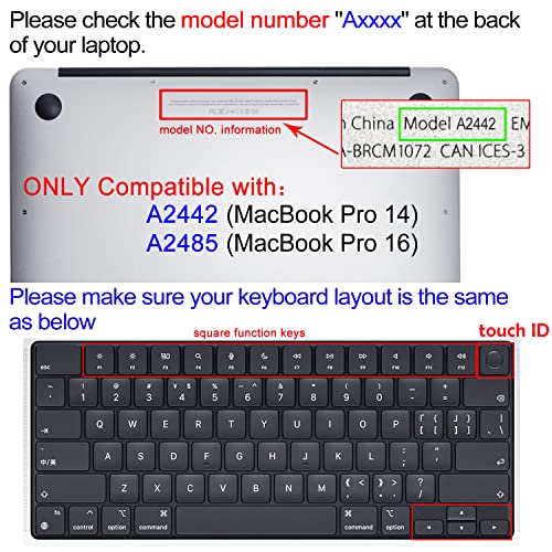 WSLUCKO Keyboard Cover Skin for 2021-2024 MacBook Pro 14/16 (A2442 A2485 A3112 A3401 A3403 A2992 A2779 A2780 A2991 A2918 M1/M2/M3 M4) & MacBook Air 13.6''/15'' (A2681 A3113 A2941 A3114), Peony - Image 4