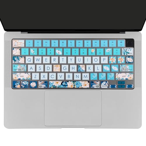 WSLUCKO Keyboard Cover Skin for 2021-2024 MacBook Pro 14/16 (A2442 A2485 A3112 A3401 A3403 A2992 A2779 A2780 A2991 A2918 M1/M2/M3 M4) & MacBook Air 13.6''/15'' (A2681 A3113 A2941 A3114), Peony - Image 2