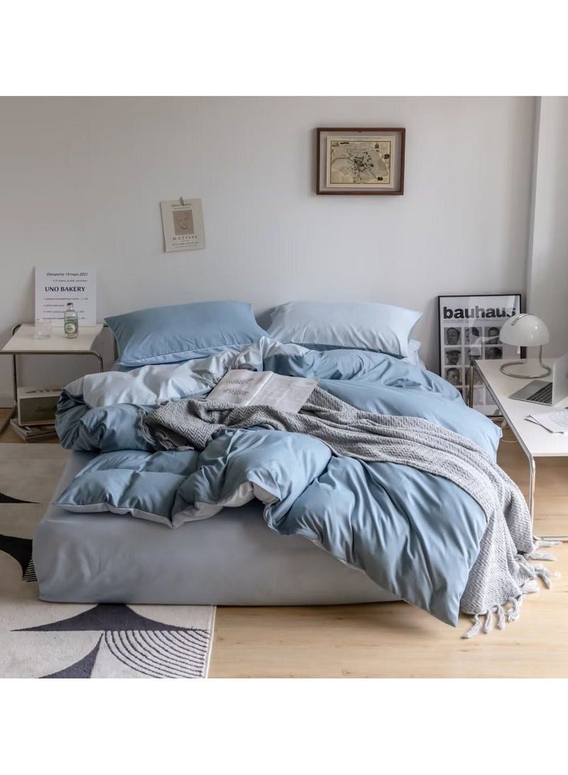 AL RAID Reversible King Size Duvet Cover Set - 6 Piece Bedding Set 220x240 cm - Soft, Durable Cotton Fabric - Versatile Style - Includes 1 Fitted Sheet 200x200+25 cm & 4 Pillowcases - Image 1