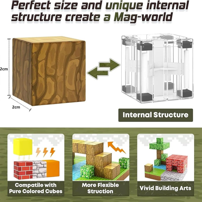 VTERLY Magnetic Blocks, 100PCS Game-Based Magnets Cubes, Magnetic Building Blocks STEM Montessori Sensory Toys for 6+ Year Old Boys Girls Birthday for Kids - Image 3