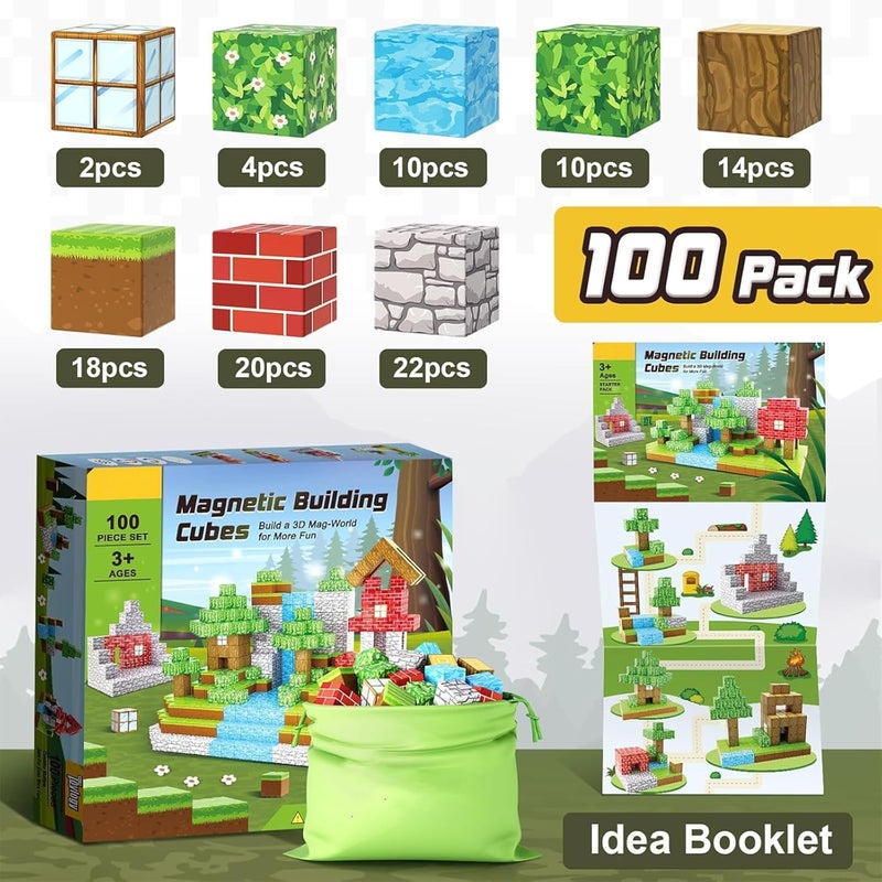 VTERLY Magnetic Blocks, 100PCS Game-Based Magnets Cubes, Magnetic Building Blocks STEM Montessori Sensory Toys for 6+ Year Old Boys Girls Birthday for Kids - Image 1
