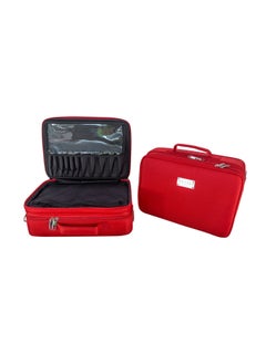 MAYLAN Professional Storage Partition Cosmetic Box Three Waterproof Layer Travel MakeUp Bag Red  - Image 1