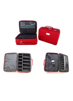 MAYLAN Professional Storage Partition Cosmetic Box Three Waterproof Layer Travel MakeUp Bag Red  - Image 2