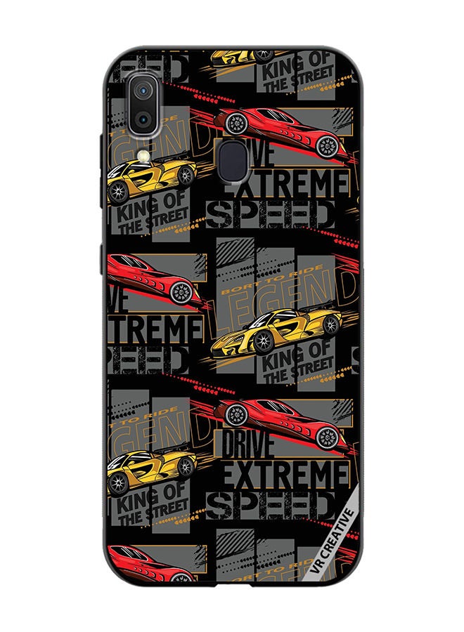 VR CREATIVE Protective Case Cover For Samsung Galaxy A30 Abstract Seamless Pattern With Sport Cars Design Multicolour - Image 1