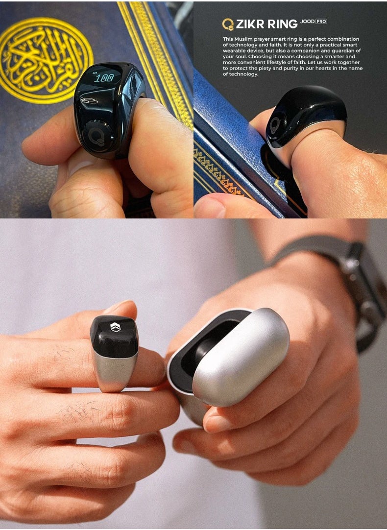 iQIBLA Zikr Ring Jood Pro – Smart Islamic Ring with Prayer Reminders, Tasbih Counter, Fitness Tracker & IP67 Water Resistance | Graphite  - Image 3