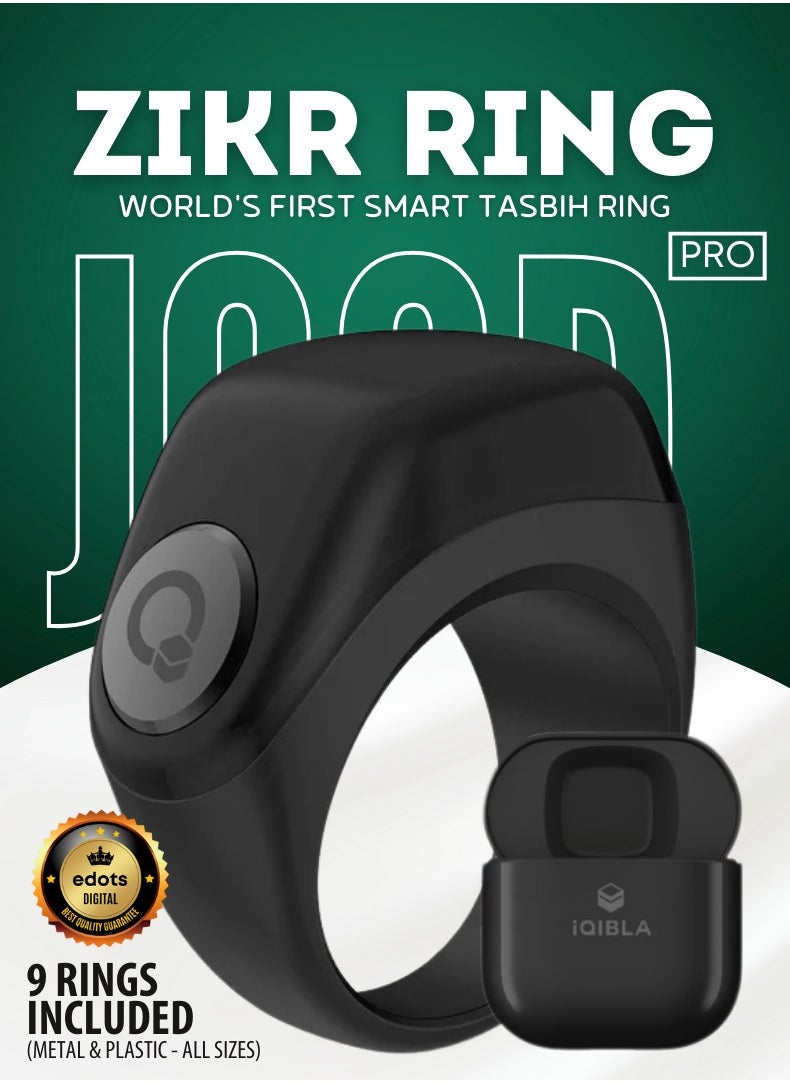 iQIBLA Zikr Ring Jood Pro – Smart Islamic Ring with Prayer Reminders, Tasbih Counter, Fitness Tracker & IP67 Water Resistance | Graphite  - Image 1