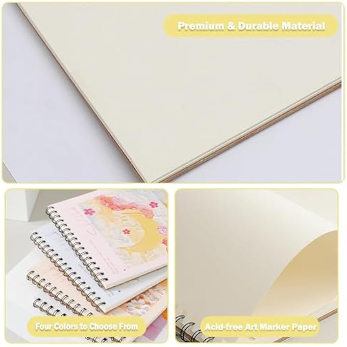SKETCH BOOK SPIRAL BOUND 8X11.5 INCH - 90 PAGES 100GSM ACID-FREE DRAWING PAD FOR ARTISTS, KIDS, ADULTS (ORANGE) - Image 4