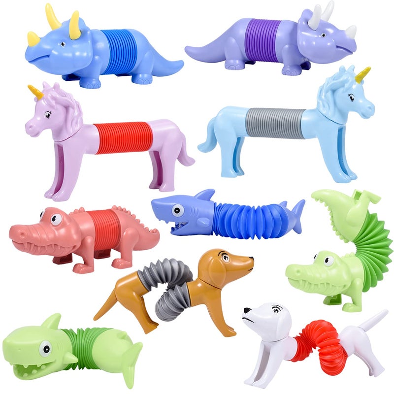Boxgear 5Pack Pop Tubes Mixed Animal Fidget Toys AnimalTubes for Toddlers Cute Animal Sensory Fidget Toys for Girls and Boys StressRelief Pop Sound Spring Toddler Toys - Image 3