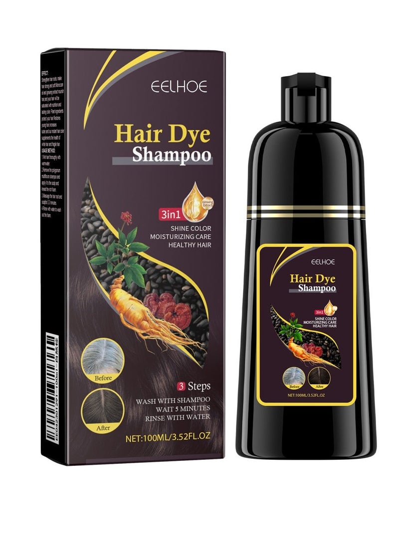 EELHOE Hair Dye Shampoo, Hair Hair Dye Shampoo 3 in 1, Hair Instant Dye Shampoo, Hair Color for Gray Hair Coverage, Long Lasting Hair Color Shampoo for Women & Men 100ml ( Nature Brown) - Image 1