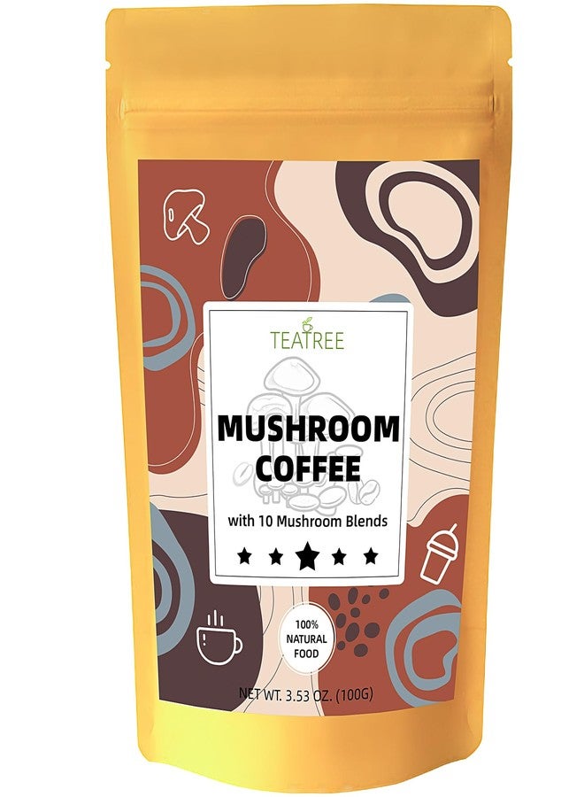 Teatree Mushroom Coffee, 10 Mushrooms (Lion's Mane, Reishi, Chaga, Cordyceps, Turkey Tail & Other) Mix with Arabica Instant, Energy, Focus, and Immune Boosting Coffee - Image 1