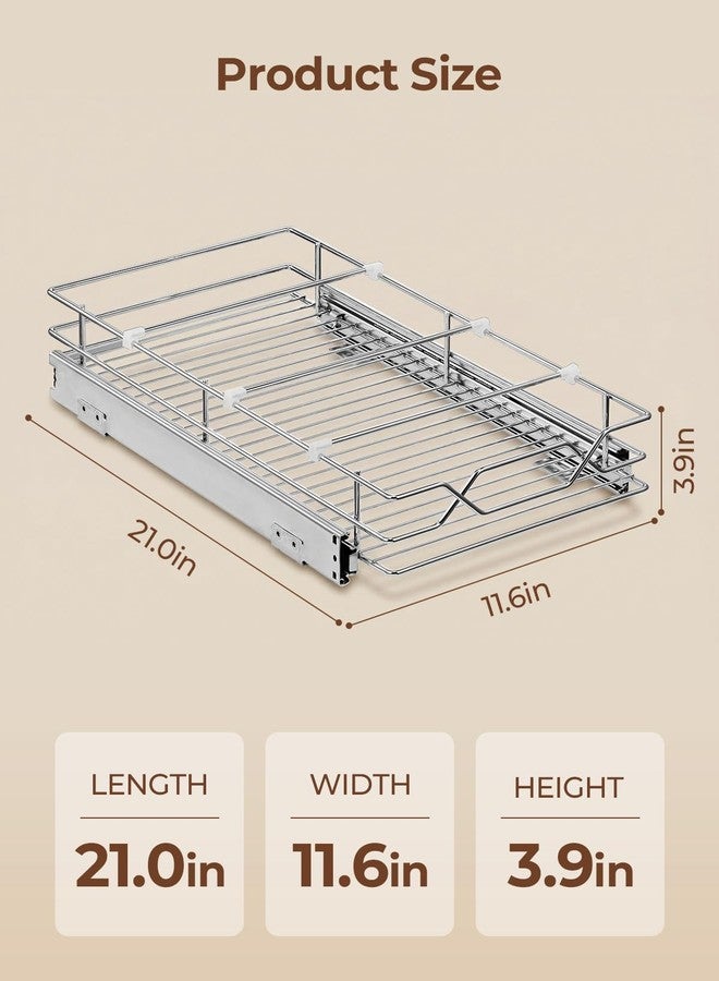 FOHERE Pull Out Cabinet Organizer 11.6" x 21", Slide Out Cabinet Organizer for Kitchen Organizers and Storage, Slide Out Drawers for Kitchen Cabinets - Image 2
