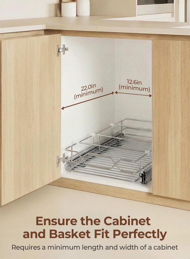 FOHERE Pull Out Cabinet Organizer 11.6" x 21", Slide Out Cabinet Organizer for Kitchen Organizers and Storage, Slide Out Drawers for Kitchen Cabinets - Image 3