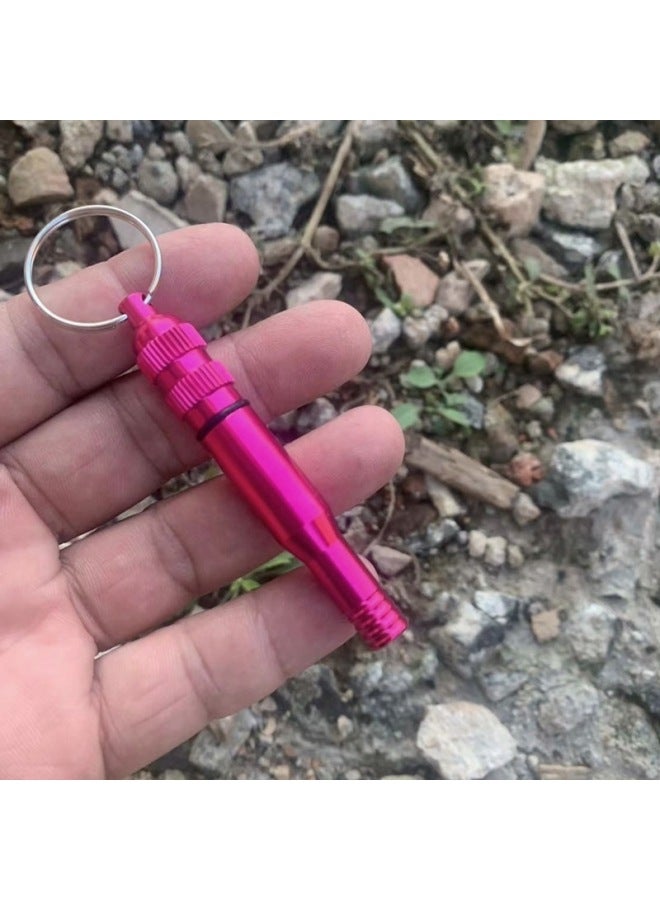 Generic Aluminum Alloy Multi-function Whistle Sealed Cabin Emergency Survival Whistle Emergency Survival Whistle Emergency Medicine Tank-Color:rose Red - Image 1