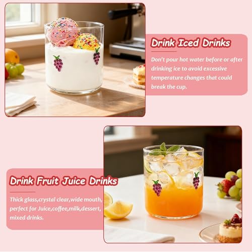 Sel Natural 14 Ounce Icon Juice Glasses, Aesthetic Cocktail & Old Fashioned Drinking Glasses, Iconic Clear Glass Cups for Women, Sister, Friend & Party Gifts (Grape) - Image 4