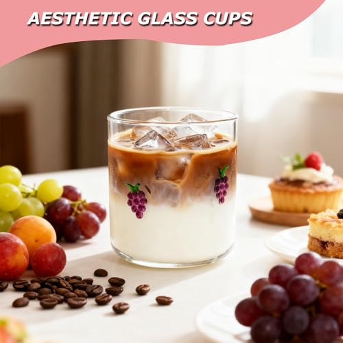 Sel Natural 14 Ounce Icon Juice Glasses, Aesthetic Cocktail & Old Fashioned Drinking Glasses, Iconic Clear Glass Cups for Women, Sister, Friend & Party Gifts (Grape) - Image 5