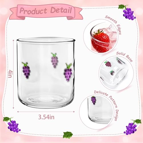 Sel Natural 14 Ounce Icon Juice Glasses, Aesthetic Cocktail & Old Fashioned Drinking Glasses, Iconic Clear Glass Cups for Women, Sister, Friend & Party Gifts (Grape) - Image 2