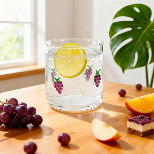 Sel Natural 14 Ounce Icon Juice Glasses, Aesthetic Cocktail & Old Fashioned Drinking Glasses, Iconic Clear Glass Cups for Women, Sister, Friend & Party Gifts (Grape) - Image 3