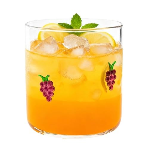 Sel Natural 14 Ounce Icon Juice Glasses, Aesthetic Cocktail & Old Fashioned Drinking Glasses, Iconic Clear Glass Cups for Women, Sister, Friend & Party Gifts (Grape) - Image 1