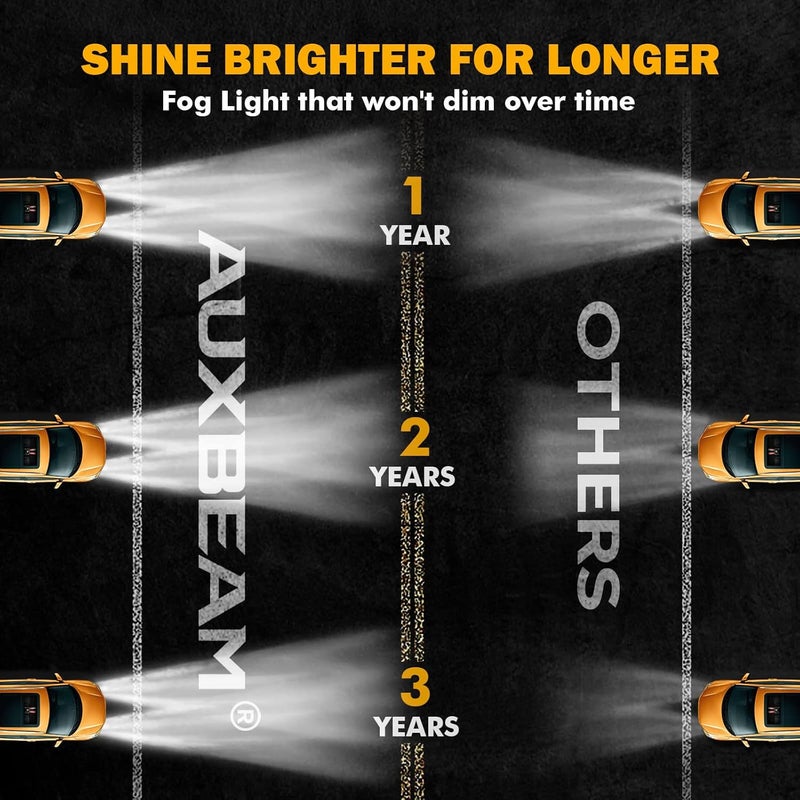 Auxbeam أضواء الضباب LED المحسّنة من أوكسبيم لفورد F150 2015-2020 - 50 واط، أكثر سطوعًا بنسبة 200% مع ضوء التشغيل النهاري وإشارة الانعطاف، معتمدة من DOT، مقاومة للماء - Image 5