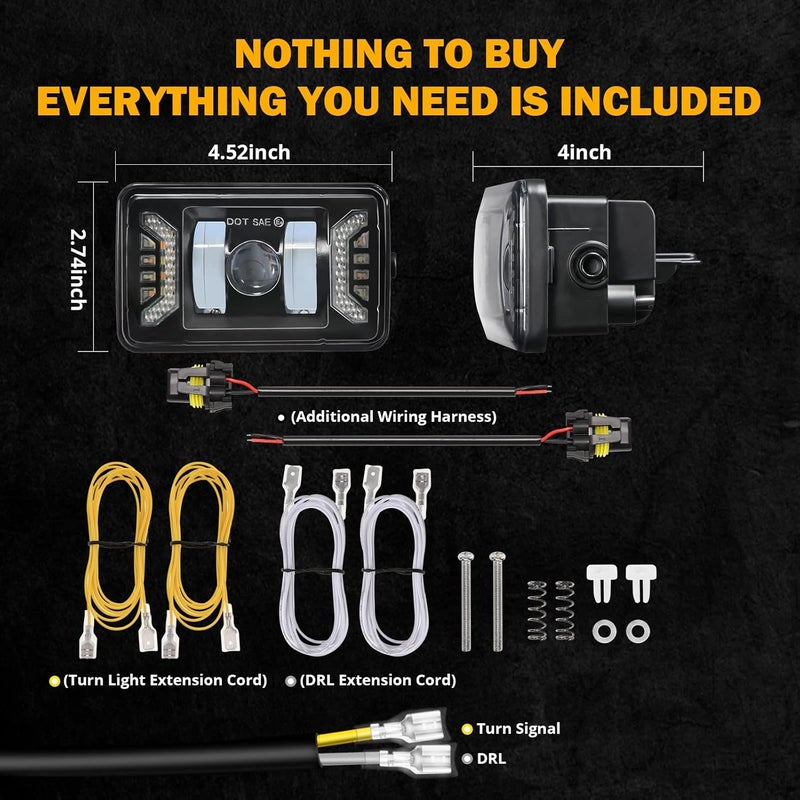 Auxbeam أضواء الضباب LED المحسّنة من أوكسبيم لفورد F150 2015-2020 - 50 واط، أكثر سطوعًا بنسبة 200% مع ضوء التشغيل النهاري وإشارة الانعطاف، معتمدة من DOT، مقاومة للماء - Image 4