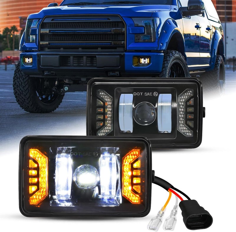 Auxbeam أضواء الضباب LED المحسّنة من أوكسبيم لفورد F150 2015-2020 - 50 واط، أكثر سطوعًا بنسبة 200% مع ضوء التشغيل النهاري وإشارة الانعطاف، معتمدة من DOT، مقاومة للماء - Image 1