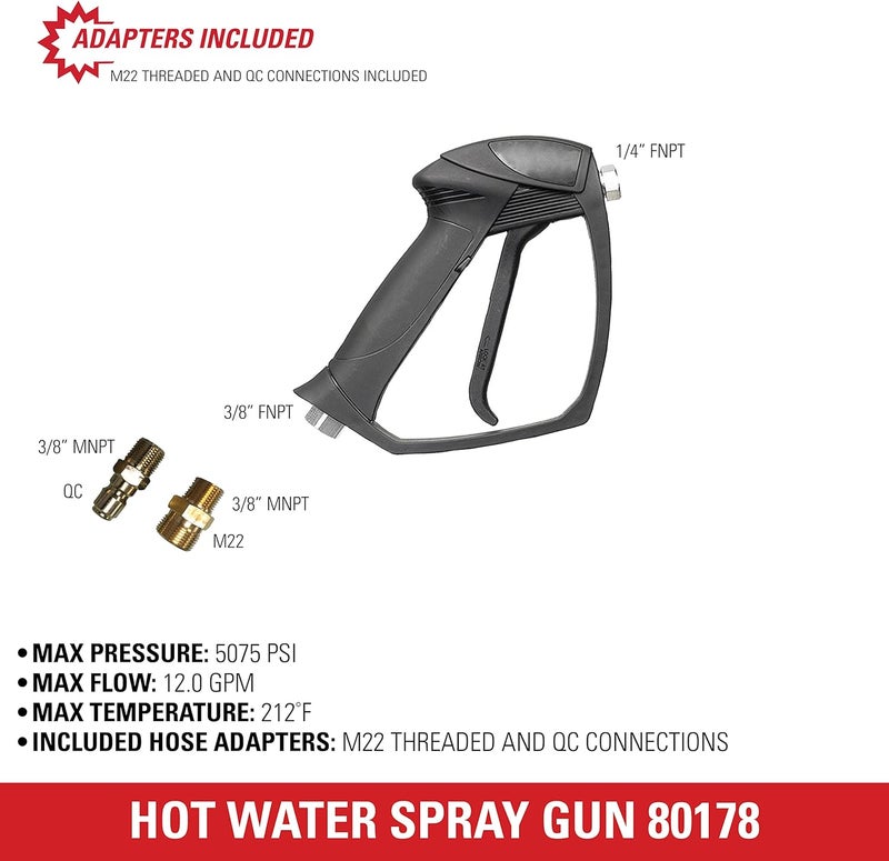 Simpson Cleaning 80178 Universal Hot Water Gun with M22 and QC Adaptors, Rated Up to 5075 PSI, Plain - Image 5