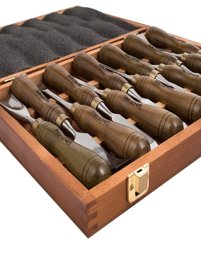 IMOTECHOM 12-Pieces Woodworking Wood Carving Tools Chisel Set with Wooden Box, Razor Sharp CR-V 60 Steel Blades - Image 4