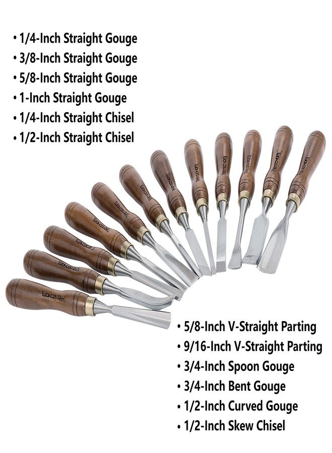 IMOTECHOM 12-Pieces Woodworking Wood Carving Tools Chisel Set with Wooden Box, Razor Sharp CR-V 60 Steel Blades - Image 3
